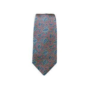 Vintage Bert Pulitzer Tie Wool Silk Blend Red Blue Paisley Made In USA Necktie